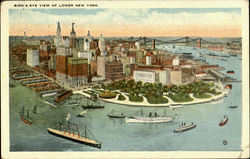 Bird's Eye View Of Lower New York Postcard