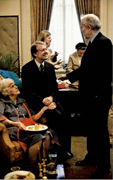 President Jimmy Carter Holds Hands With His Mother