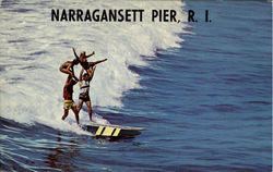 Surfing Hi-Jinks Narragansett Pier Rhode Island Postcard Postcard