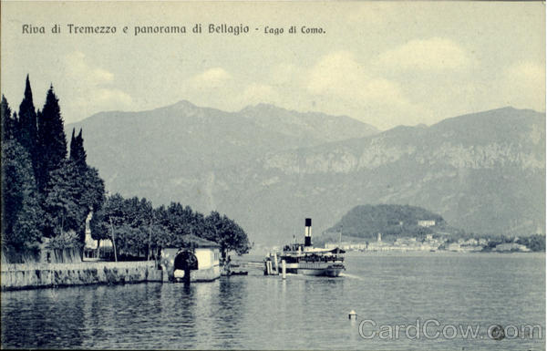 Riva Di Tremezzo E Panorama Di Bellagio Italy