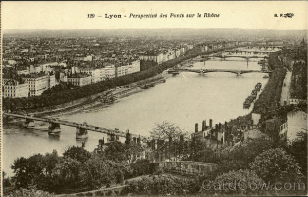 Lyon Perspective Des Ponts Sur Le Rhone France