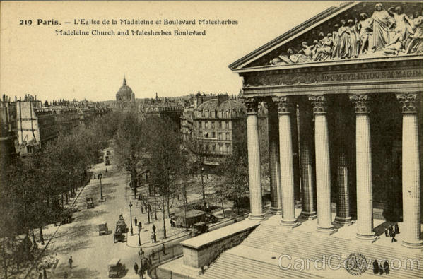 Madeleine Church And Malesherbes Boulevard Paris France