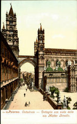 Cattedrale Dettaglio Con Vista Della Via Matteo Bonello Palermo, Italy Postcard Postcard