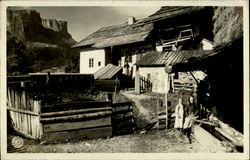 Barn near the mountains Postcard