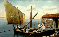 Chinese Family Coming Back Home From Working Italy Boats, Ships Postcard Postcard