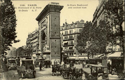 St - Denis Boulevard And Ancient Gate Paris, France Postcard Postcard