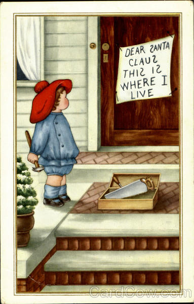 Child Posting Sign for Santa Children