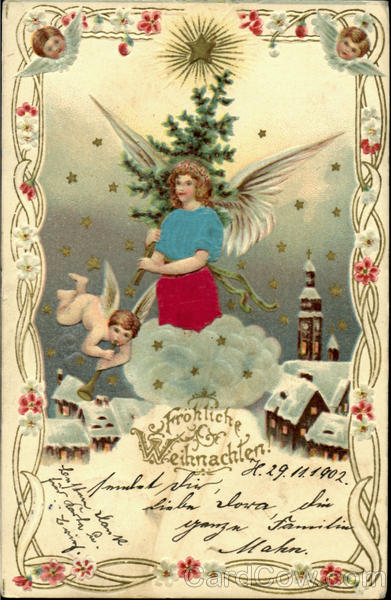 Christmas Angels with Tree - Silk