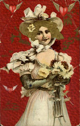 Woman with Flowers Postcard