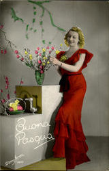 Buona Pasqua - Tinted Real Photo Postcard