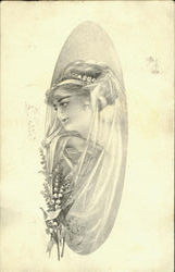 Woman with Veil Postcard