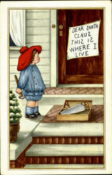 Child Posting Sign for Santa Postcard