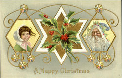 A Happy Christmas - Santa with Blue Cap Santa Claus Postcard Postcard