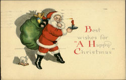 Best Wishes For A Happy Christmas Santa Claus Postcard Postcard