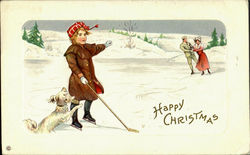 Happy Christmas Hockey Postcard