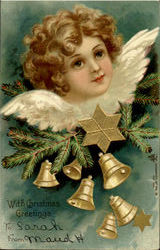 With Christmas Greetings Angels Postcard Postcard