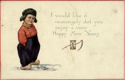 Happy new Years Dutch Children Postcard Postcard