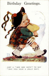 Birthday Greetings - Bagpipes Mabel Lucie Attwell Postcard Postcard