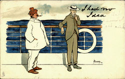 Men on Ship Postcard Postcard