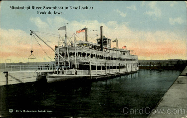 Mississippi River Steamboat In New Lock Keokuk Iowa