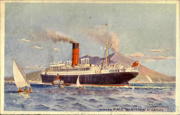 Cunard R.M.S. Slavonia at Naples Boats, Ships