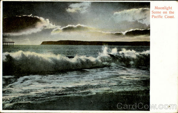 Moonlight Scene On The Pacific Coast Scenic California