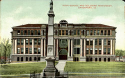 High School And Soldiers Monument Postcard