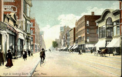 High St. Looking South Holyoke, MA Postcard Postcard