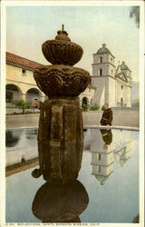 Reflections Santa Barbara Mission California Postcard Postcard