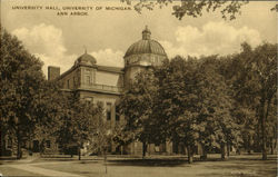 University Hall, University Of Michigan Postcard