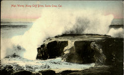 High Waves Along Cliff Drive Santa Cruz, CA Postcard Postcard
