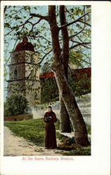 At The Santa Barbara Mission California Postcard Postcard