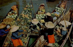 The Floating Market, Mahanak Bangkok, Thailand Southeast Asia Postcard Postcard