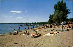 Bathing Beach Clear Lake, IA Postcard Postcard