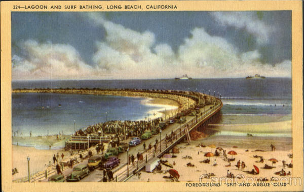 Lagoon And Surf Bathing Long Beach California