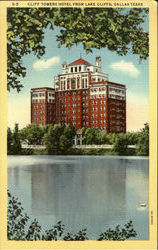 Cliff Towers Hotel From Lake Cliffs Dallas, TX Postcard Postcard