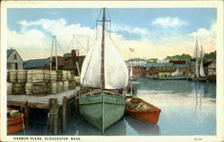 Harbor Scene Gloucester, MA Postcard Postcard