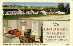 The Colonial Village Motor Court, Barbur Blvd. S. W. 47th Ave Portland, OR Postcard Postcard