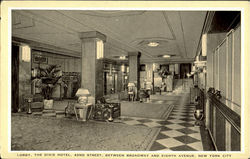 Lobby The Dixie Hotel, 42nd Street New York City, NY Postcard Postcard