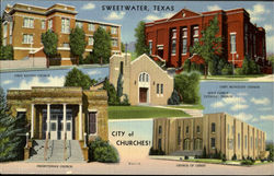 City Of Churches! Sweetwater, TX Postcard Postcard