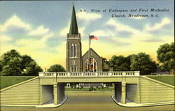 View Of Underpass And First Methodist Church Postcard