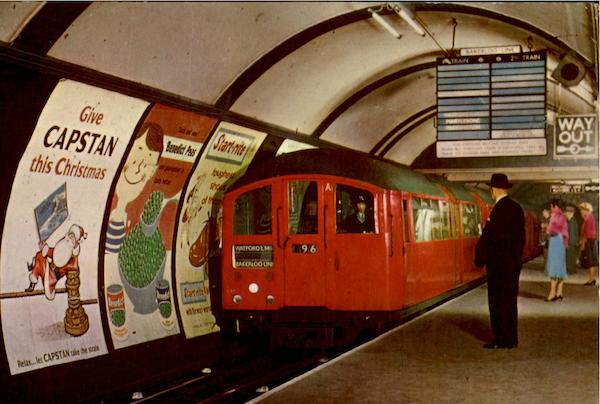 Tub Train Entering Piccadilly Circus Station London England