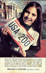 Kelly Jordan - Bicentennial License Plate Postcard