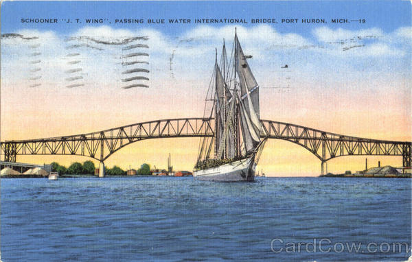 Schooner J.T. Wing, Passing Blue Water International Bridge Port Huron Michigan