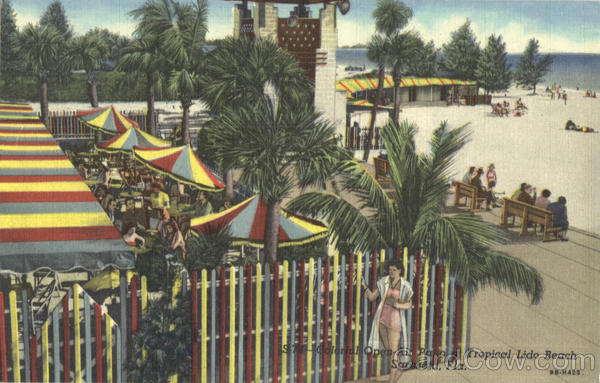 Colorful Open-Air Patio at Tropical Lido Beach Sarasota Florida