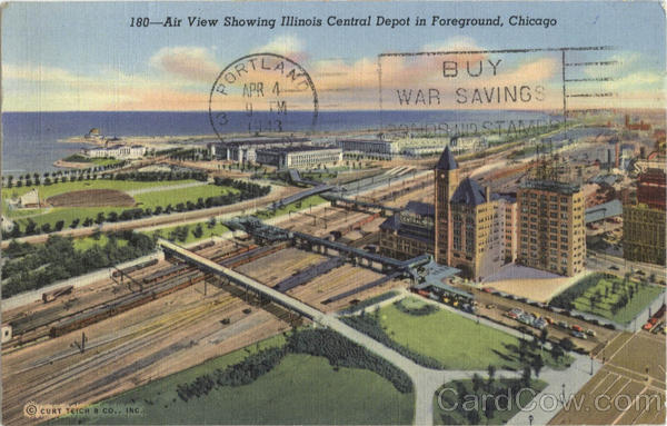 Air View Showing Illinois Central Depot in Foreground Chicago Air View Showing Illinois Central Depot in Foreground Chicago