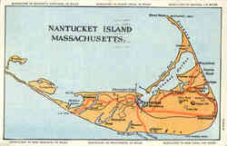 Map of Nantucket Island Massachusetts Postcard Postcard