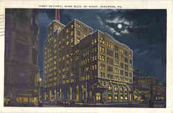 First National Bank Bldg. By Night Scranton, PA Postcard Postcard