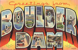 Greetings from Boulder Dam Large Letter Arizona Postcard Postcard