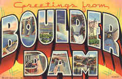 Greetings from Boulder Dam Large Letter Arizona Postcard Postcard